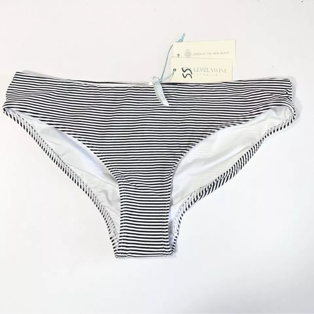 Sea Level Bikini Bottom Sz 10 Striped White Positano Regular Swim Separates